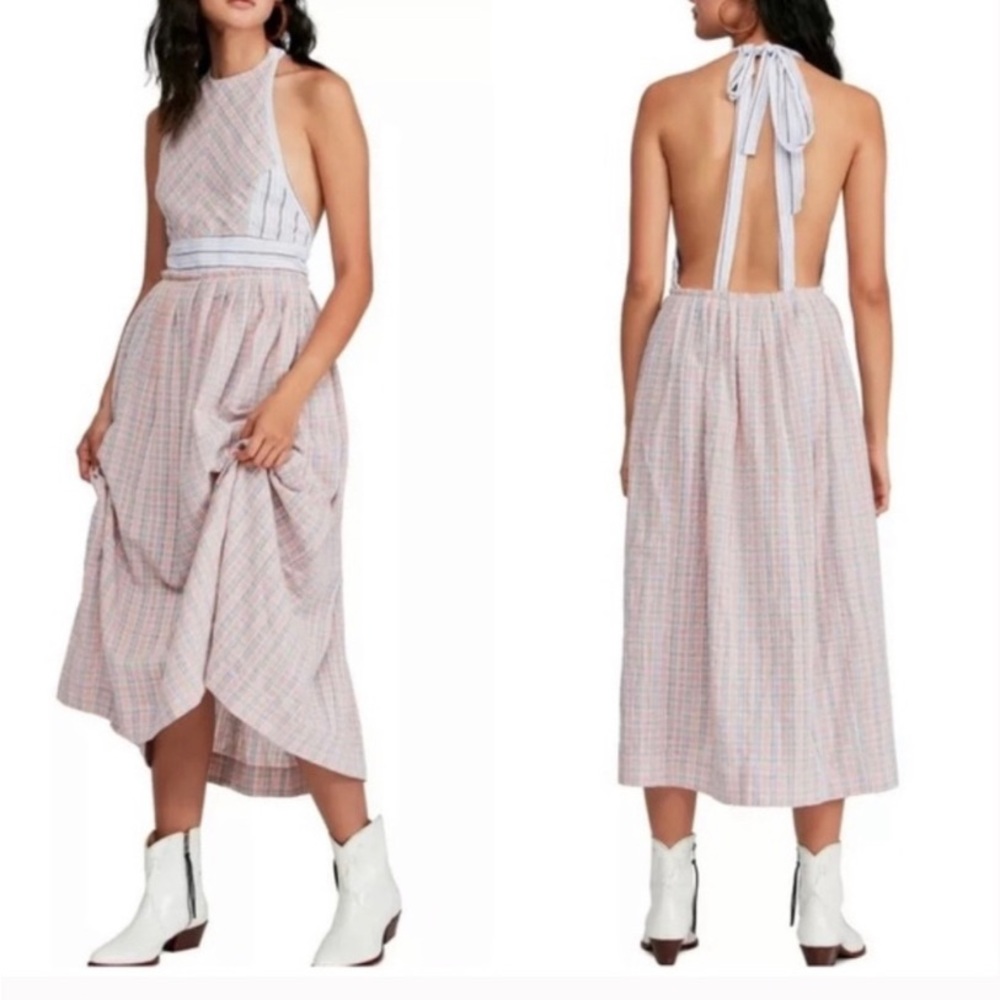 Free People Color Theory Midi Apron Dress size M